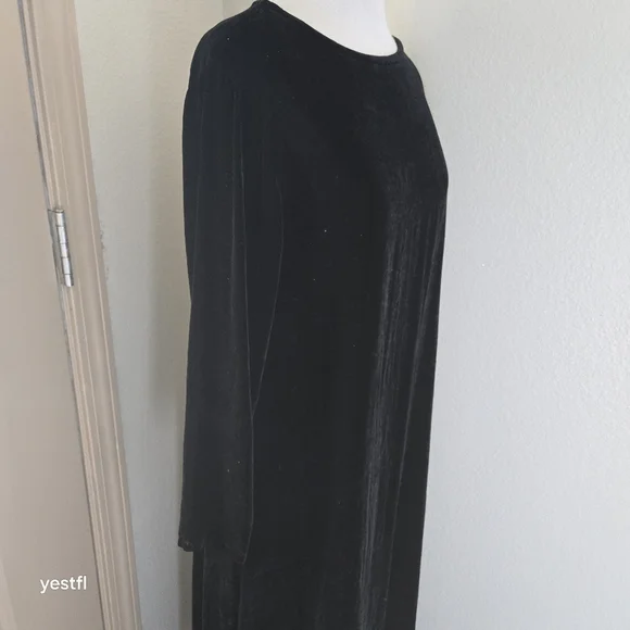 Eileen Fisher Maxi Black Velvet Dress S rayon silk - Picture 4 of 6